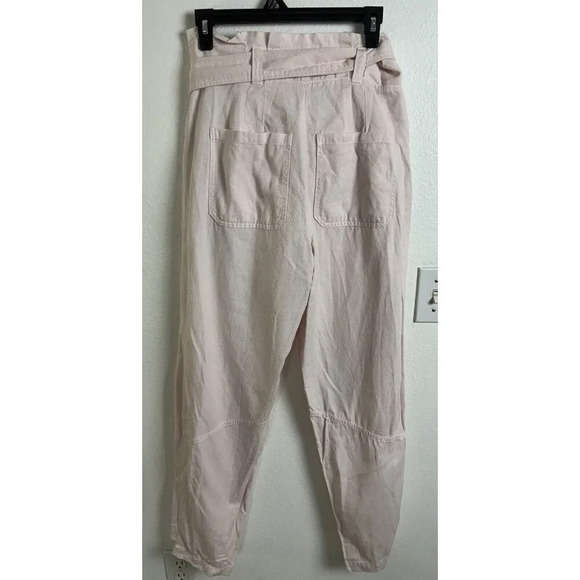 A.L.C. Coburn Tapered Paperbag High Waist Pants Linen Blend Morganite Pink 4 - Picture 6 of 16